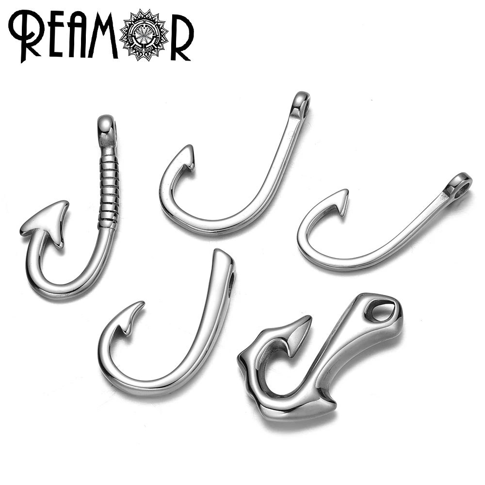 REAMOR Stainless Steel Simple Anchor Hook Clasps For Leather Bracelet Connectors Necklace Pendant DIY Jewelry Making Accessories