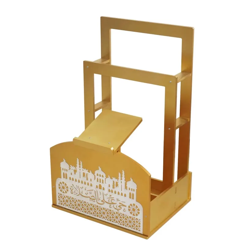 

【Best-selling】Durable Eco-Friendly White Wooden Prayer Mat Organizer Stand Islamic Quran Bookshelf