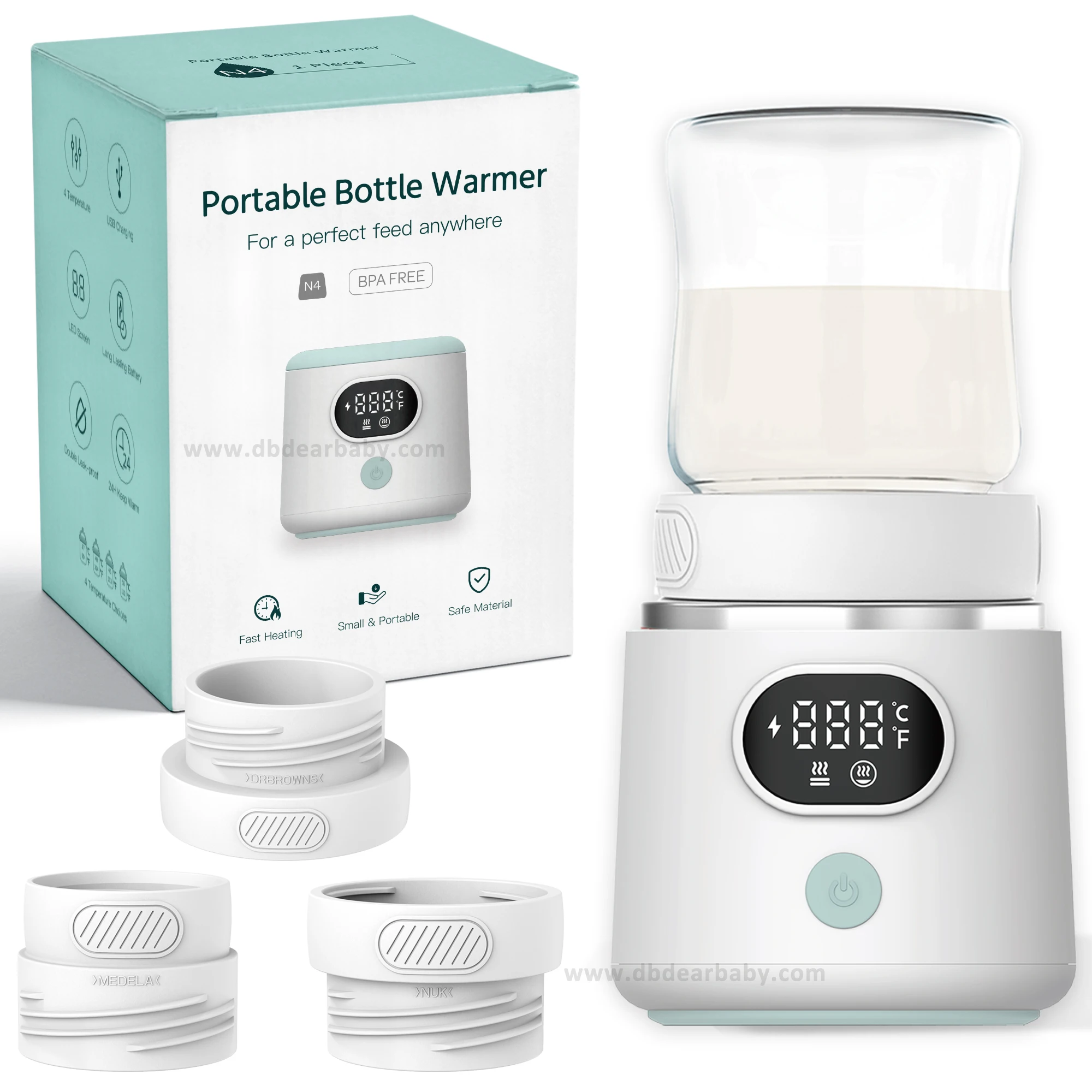 Portable Baby Bottle Warmer N4 2026 -  USB Rechargeable Wireless Stainless Steel Breast Milk Warmer