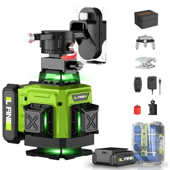 LFINE Laser Level Self-Leveling Horizontal Vertical Cross Nivel Laser Level 16-Line Green Light Rechargeable Home Improvement Tools