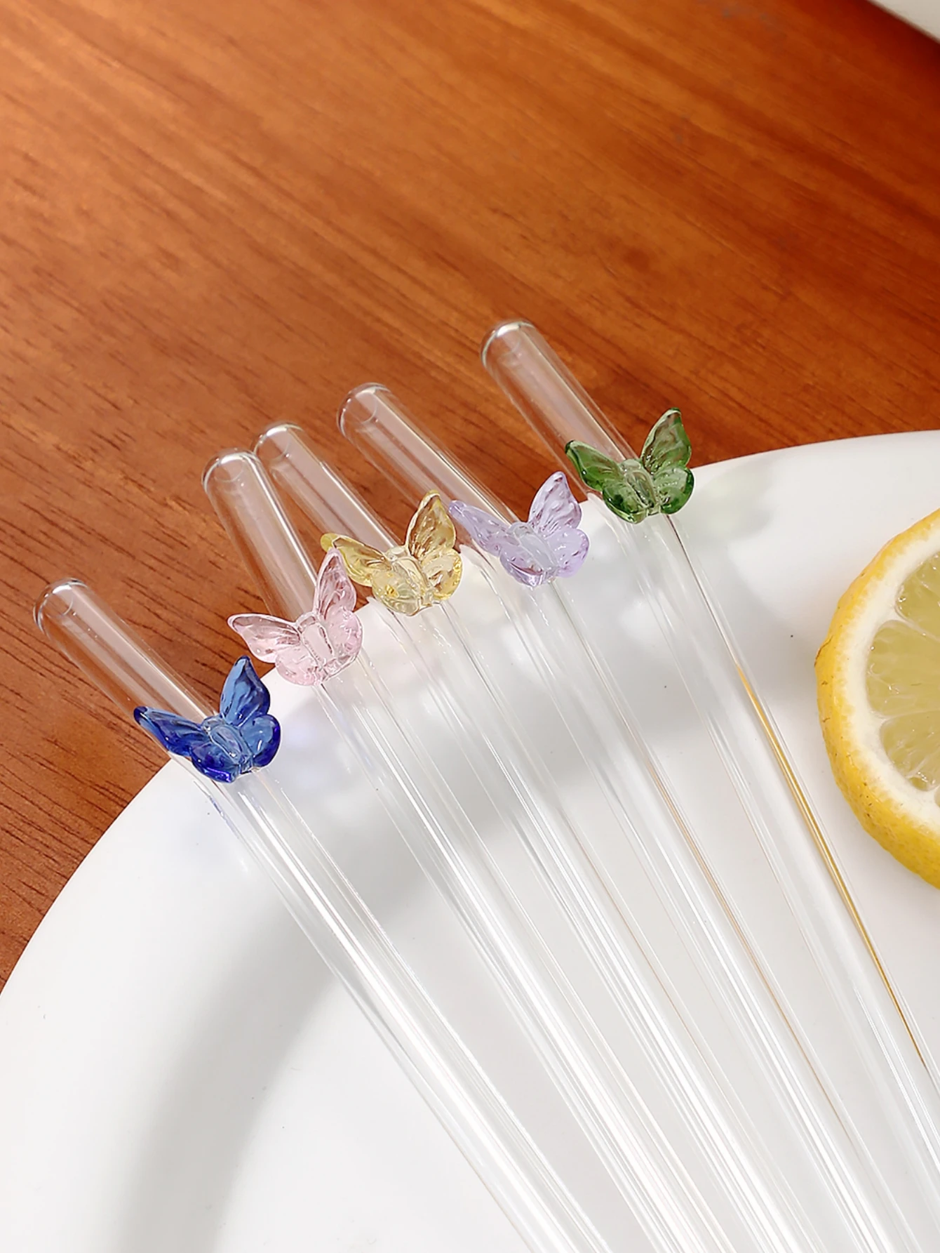 1/5PCS Colorful Bow Glass Straw, Reusable Cartoon Straw Set with Cleaning Brush, Ideal for  Coffee Cocktails, Great Holiday Gift