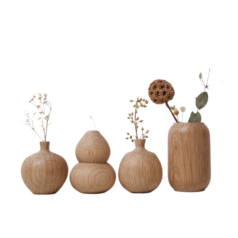 

Mini Style Black Walnut Flower Vase Handcrafted Solid Wood Vase Modern Wooden Ornament Home Decor Natural Wood Flower Holder
