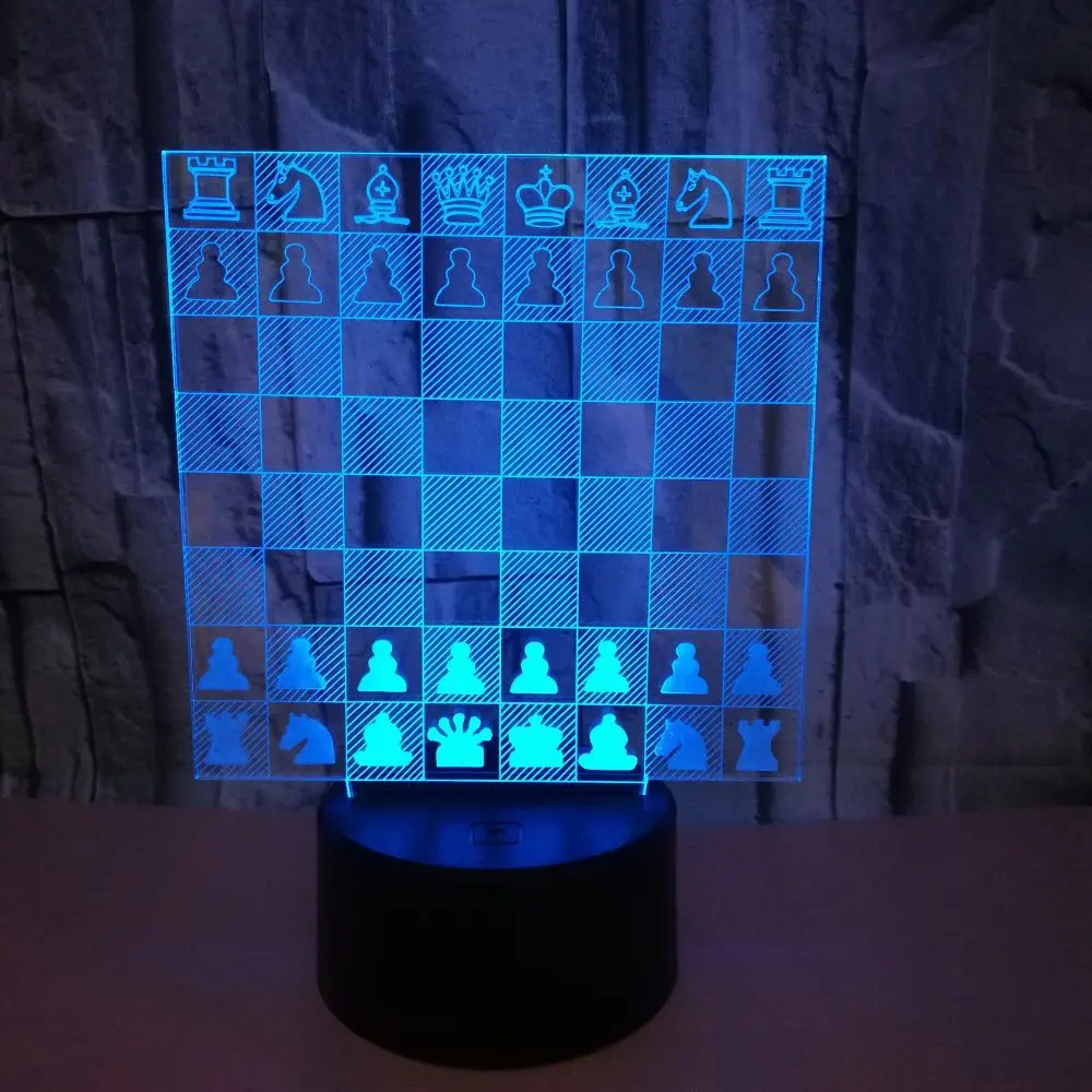 Chess 3d Led Lamp For Bedroom Customizable Physical Culture Club Logo Writable Name Superstar Night Light Gift For Friends