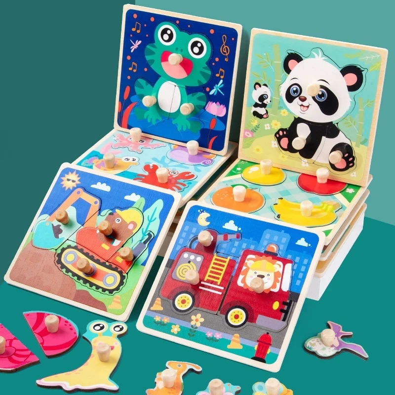 

Baby Toys 3D Wooden Puzzles Educational Cartoon Animals Early Learning Cognition Jigsaw Puzzle Game For Children Toys