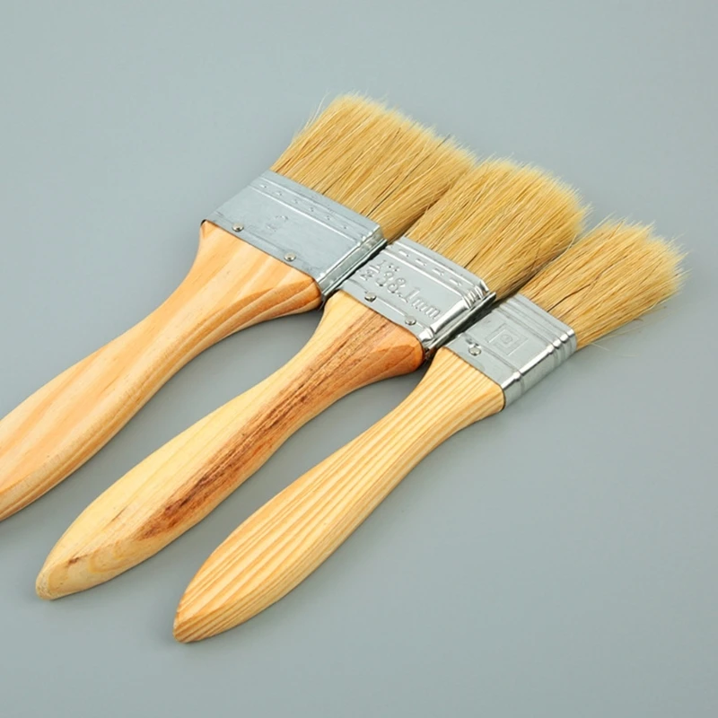 Flat Paint Brushes Wooden Handle Trim Paintbrush Stain Cleaner Brush for Artist