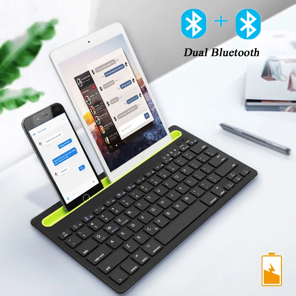 

Rechargeable Wireless Keyboard Slim Silent Dual 3.0 Bluetooth Keyboard For IOS Laptop iPad PC Windows Apple Mac iPhone Android