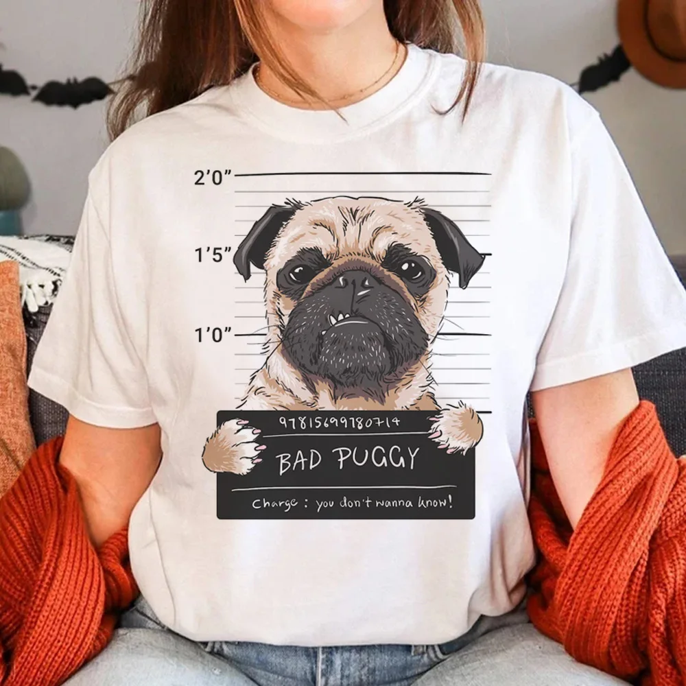 Pug tshirt women graphic t shirt female streetwear comic funny clothes