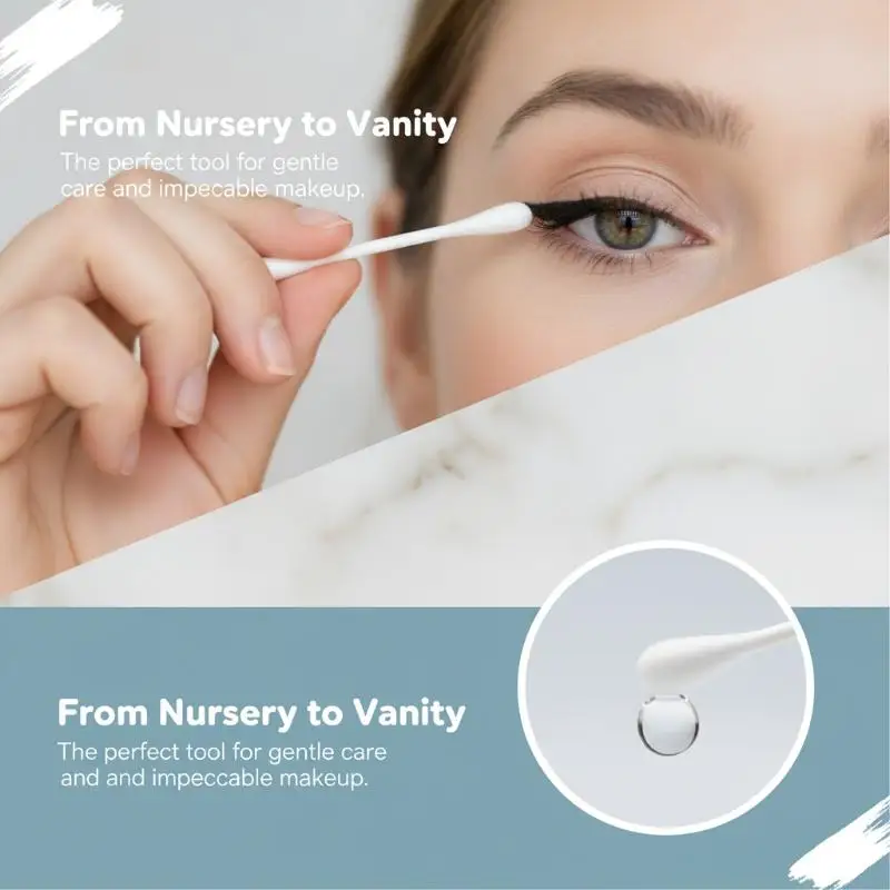 200Pcs Box Disposable Double-end Cotton Swab Lint Free Wood Eyelash Extension Glue Remover Makeup Cleaning Tools