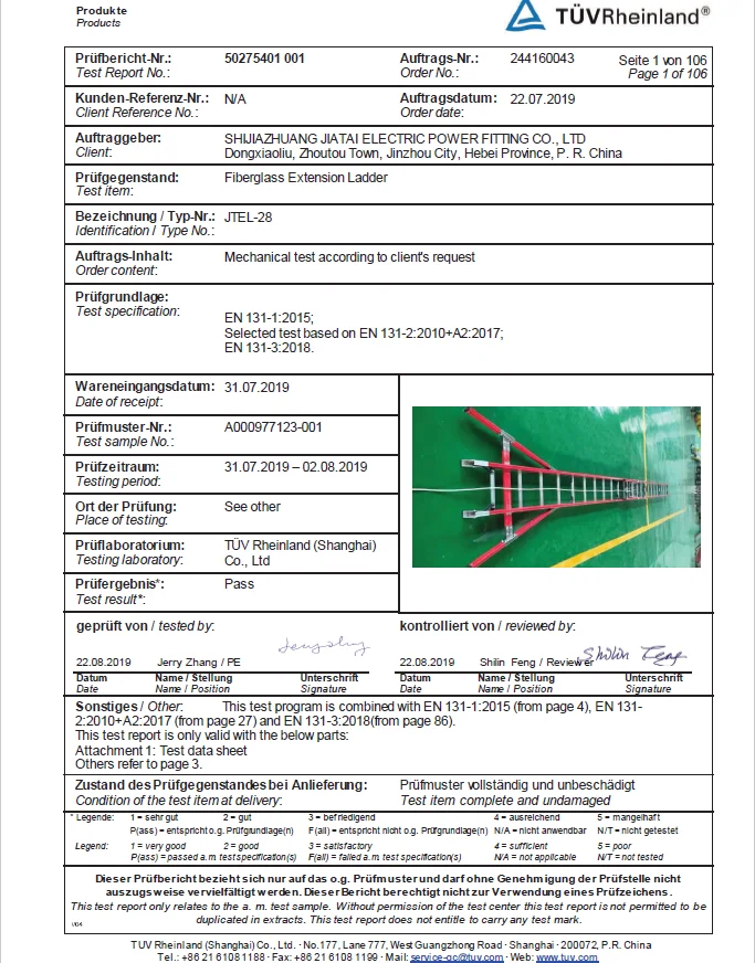 Two or Triple Sections Rope Operation Multipurpose Electricians Extension Fiberglass Ladder Escaleras