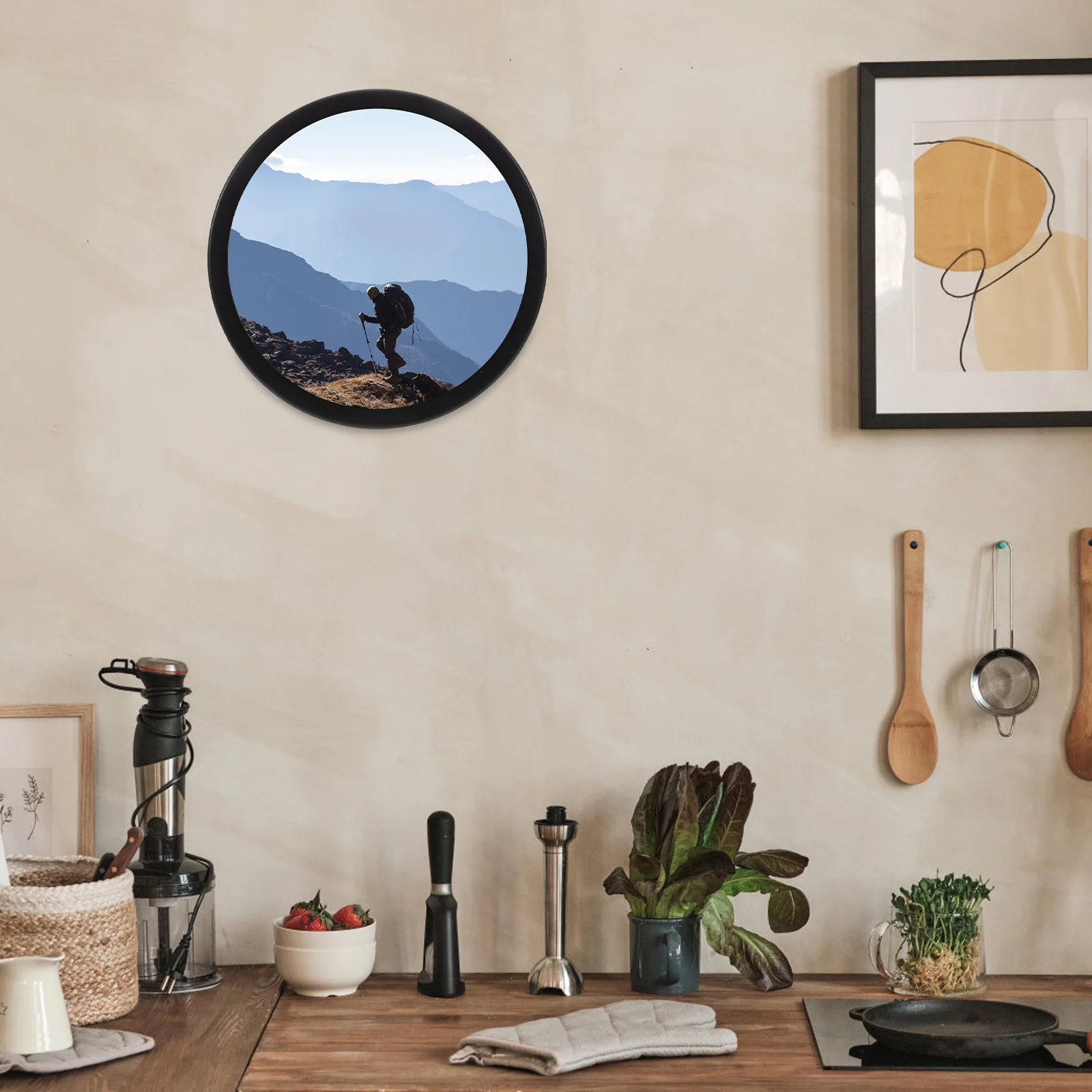 

Photo Frame Wall Mounted Picture Hanging Wall-mounted Round Frames Black Wooden