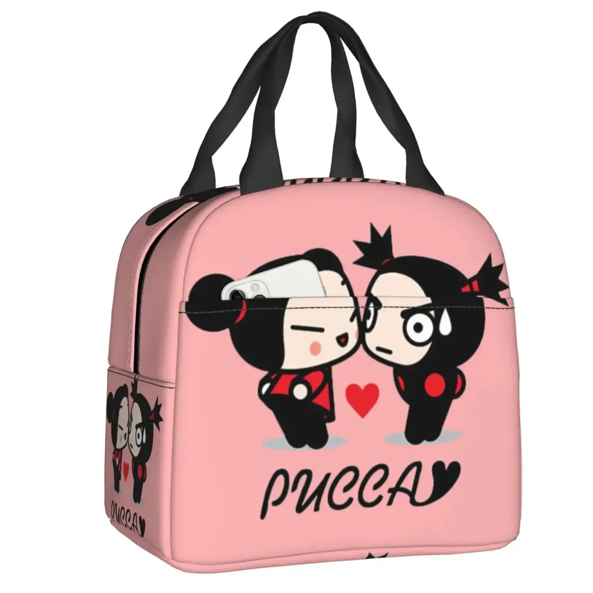 Cartoon Anime Pucca Thermal Insulated Lunch Bag Women Resuable Lunch Box for Outdoor Camping Travel Multifunction Food Tote Bags