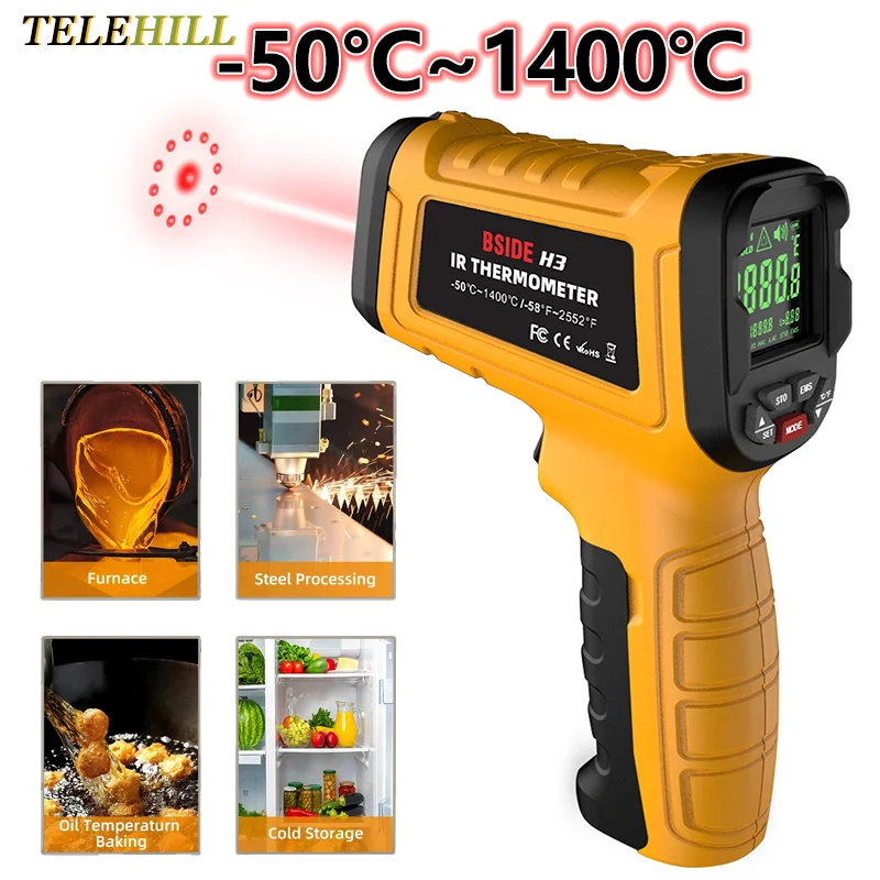 

Digital Infrared Thermometer Professional Industrial Laser Thermometer -50~1400 High Temp IR Thermometer for Furnace Smelt Forge