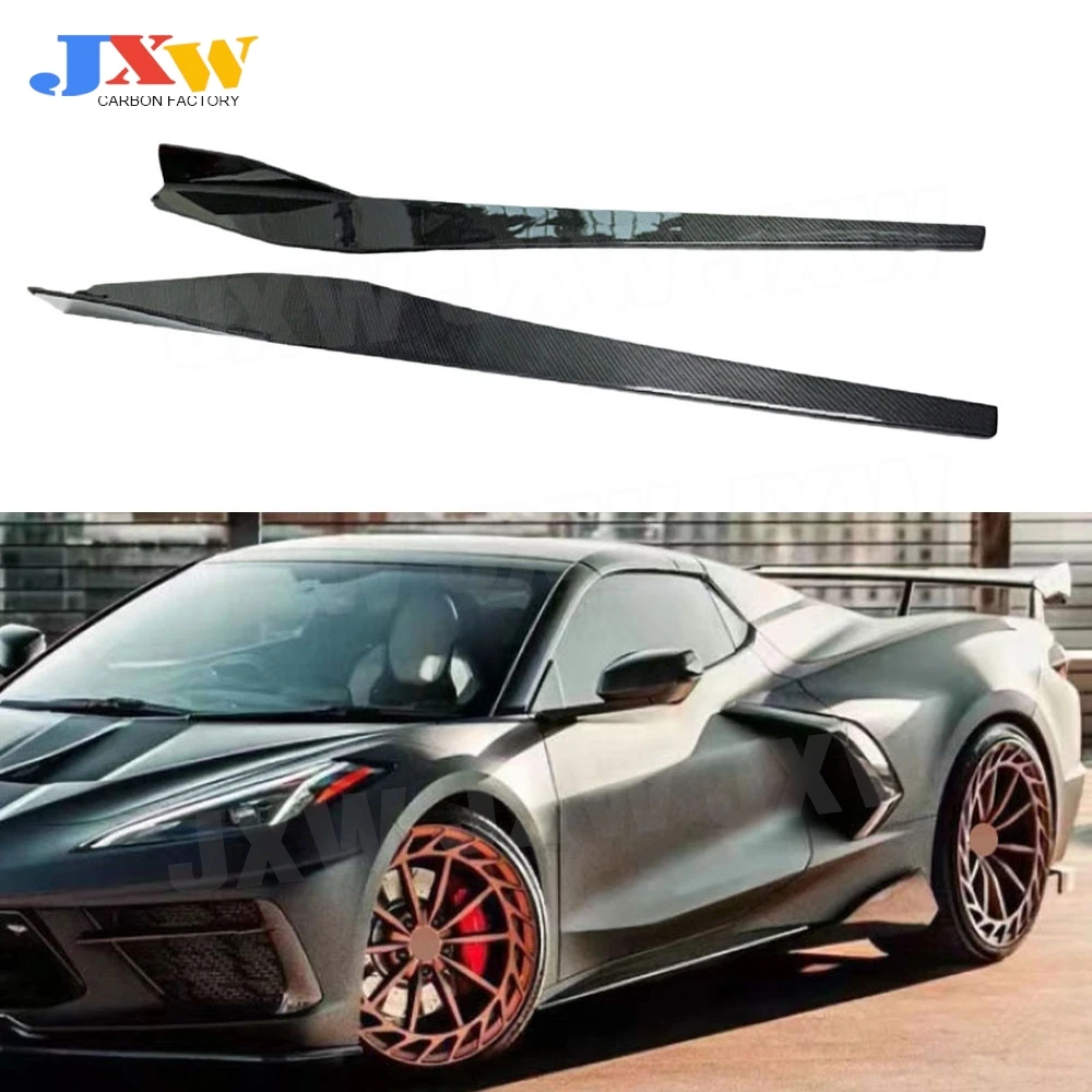 

Накладки на пороги и сплиттеры бампера из настоящего карбона для Chevrolet Corvette C8 2021-2023, аксессуары для автомобиля