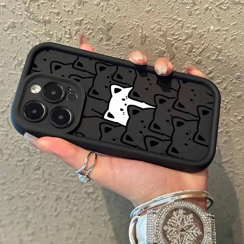 Gatos preto e branco para samsung a30 a20 a31 a32 a33 a34 a50 a51 a52 72 53 54 71 73 25 35 55 06 56 caixa de telefone com escada ocular funda