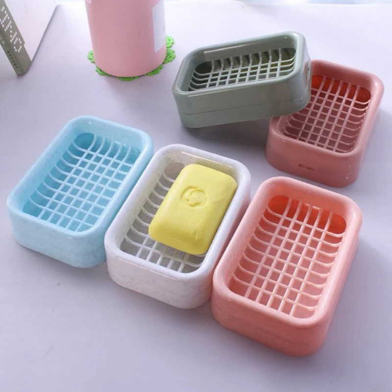 Creative Grid Soap Dish Thickened Double Layer Drain Soap Dish Bathroom Laundry Soap Rack Storage Rack