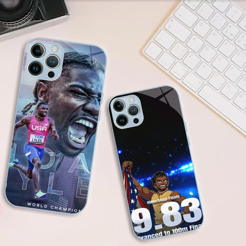 Athletics Noah L-Lyles 979 Phone Case For iphone Tempered Glass 11 14 12 13 Mini Pro Plus X XS MAX XR Cover