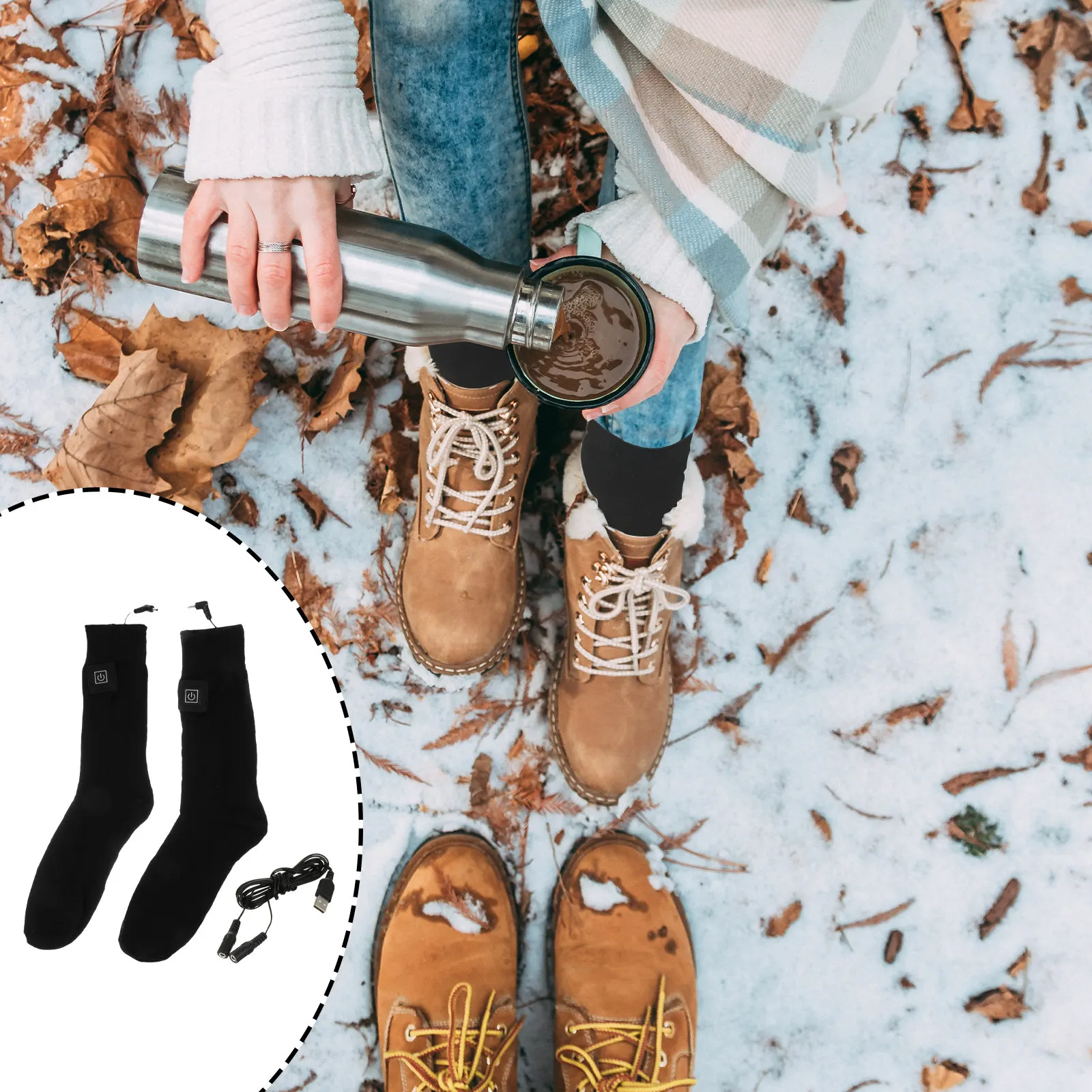 

1 пара умных носков с подогревом, хлопковые термоноски, зимние теплые носки для активного отдыха, носки с подогревом