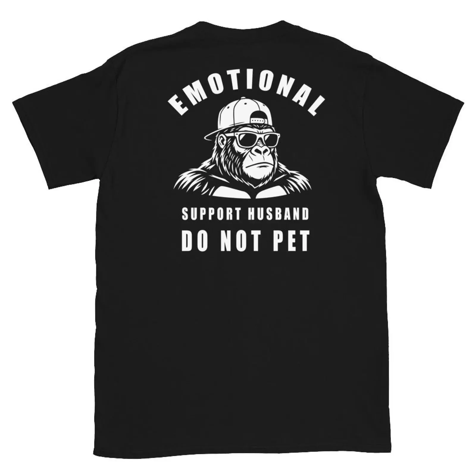Emotional Support Husband Do Not Pet Print on Back T Shirt vintage Washed Soft Casual Comfortable graphic Stretched Unisex