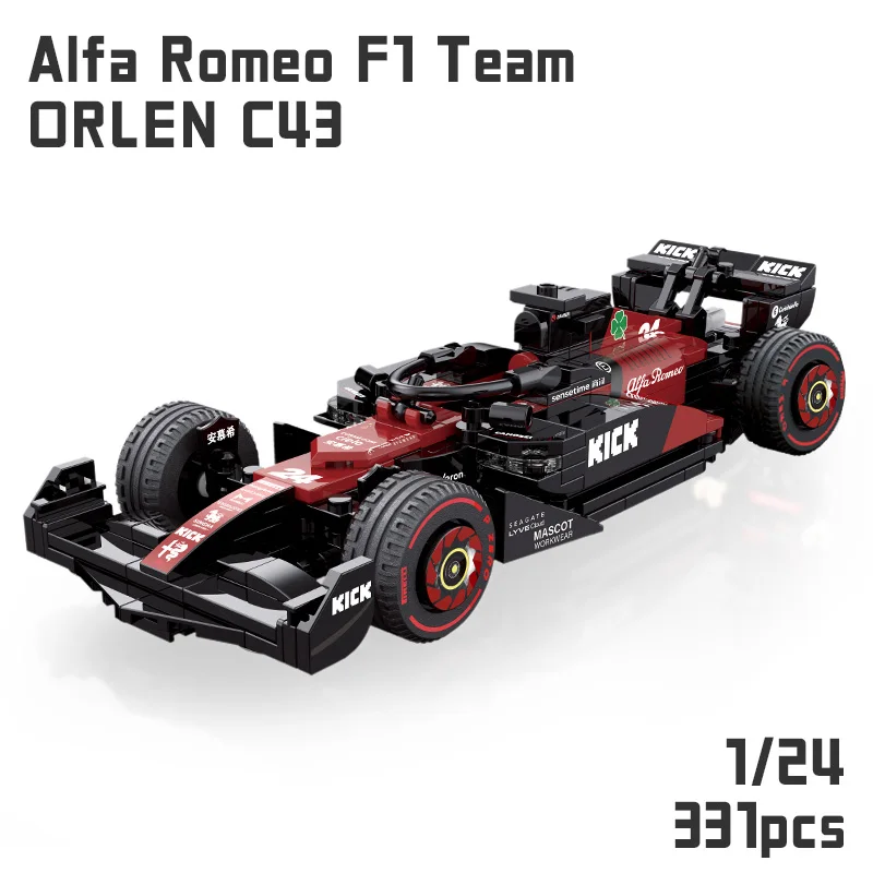 2023 1/24 Alfa Romeo C43 #24 Guanyu C42 #77 Bottas Formula Racing Car Building Blocks Model Toys Bricks for Children Gifts