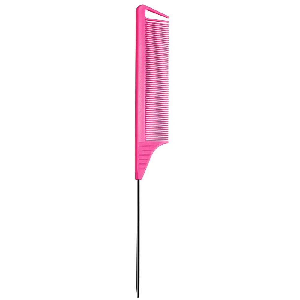 1 Stück/3 Stück/5 Stück 4-Farbiger Rattenschwanzkamm, Metall-Stielkamm für Haarstyling, Antistatischer Feinzahnkamm – Detail 6