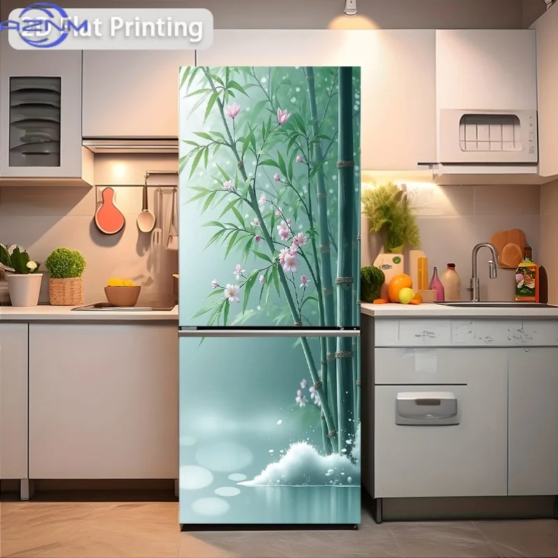 1pc 2D Flat Design Refrigerator Sticker  Bamboo Shadow Flower Rhyme Wall Sticker Decoration Wallpaper Self-Adhesive, Suitable