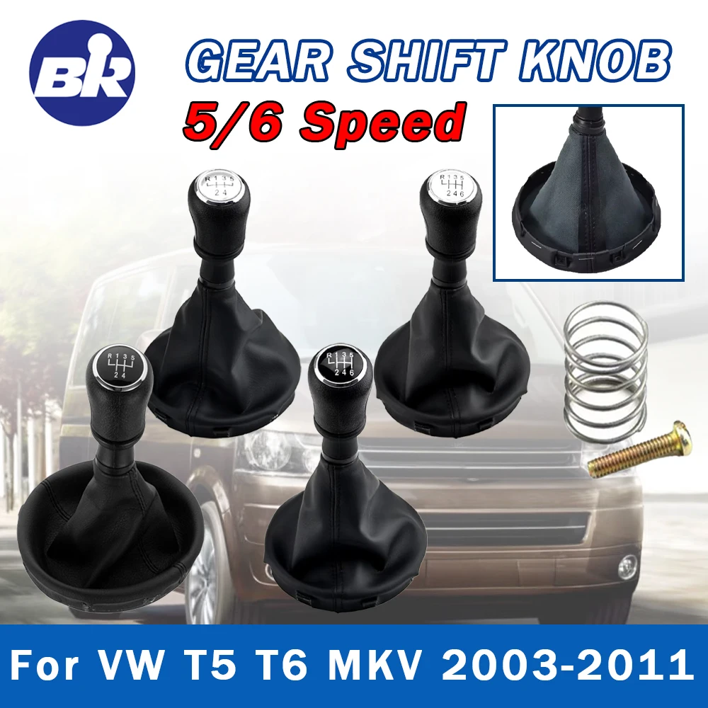  Car Accessories 5/6 Speed Gear Shift Knob Leather Gaiter Boot Cover For VW Volkswagen Transporter T5 T5.1 T6 Gp 2003-2011