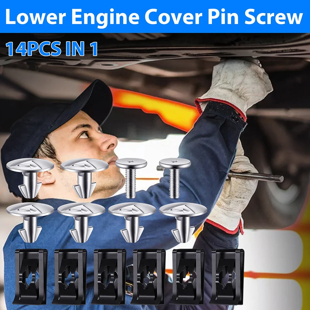 14pcs Car Engine Lower Cover Bolt Engine Access Cover Pin Bolt Screw Fastener Clips Compatible For 90674TY2A01