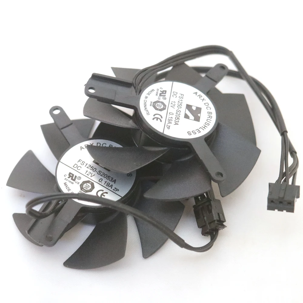 2pcs/lot FS1250-S2053A 47mm DC12V 0.19A 3Pin GPU Fan For GIGABYTE RTX3050 6GB Low Profile Graphics Card Cooling Fan