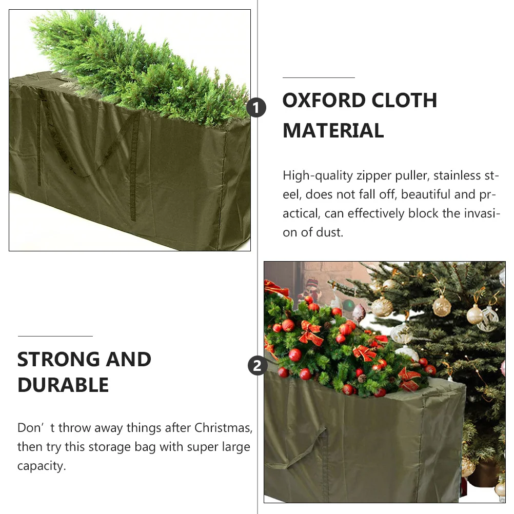 

FELTECHELECTR Christmas Tree Storage Bag with Wheels Holiday Xmas Container Oxford Cloth Decor Bin
