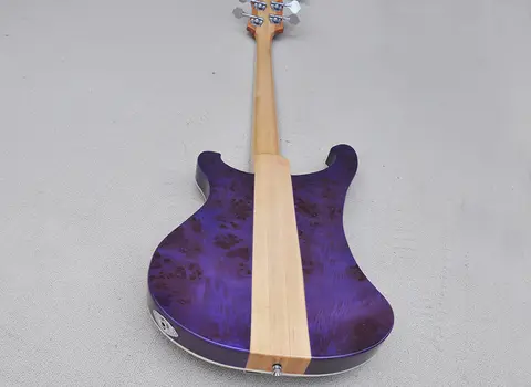4 तार वाला पर्पल नेक थ्रू बॉडी इलेक्ट्रिक बेस गिटार बर्ल मेपल वेनीयर, मेपल फ्रेटबोर्ड के साथ 8 best sales बास गिटार बॉडी - №8