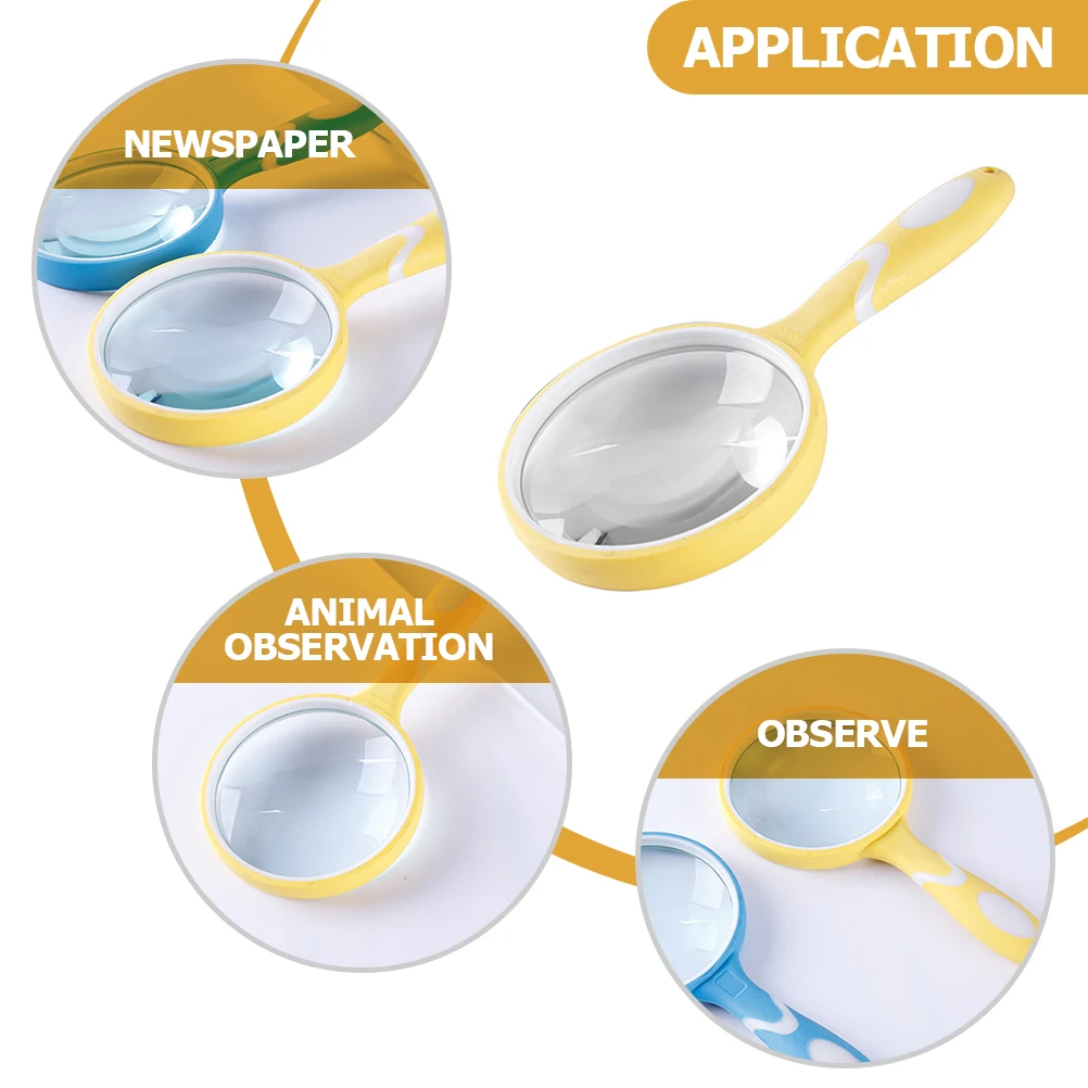 

Handheld Magnifying Glass Rubber Handle Design Durable Comfortable Reading Magnifier for Kids Elder Insect Stone Study Tool