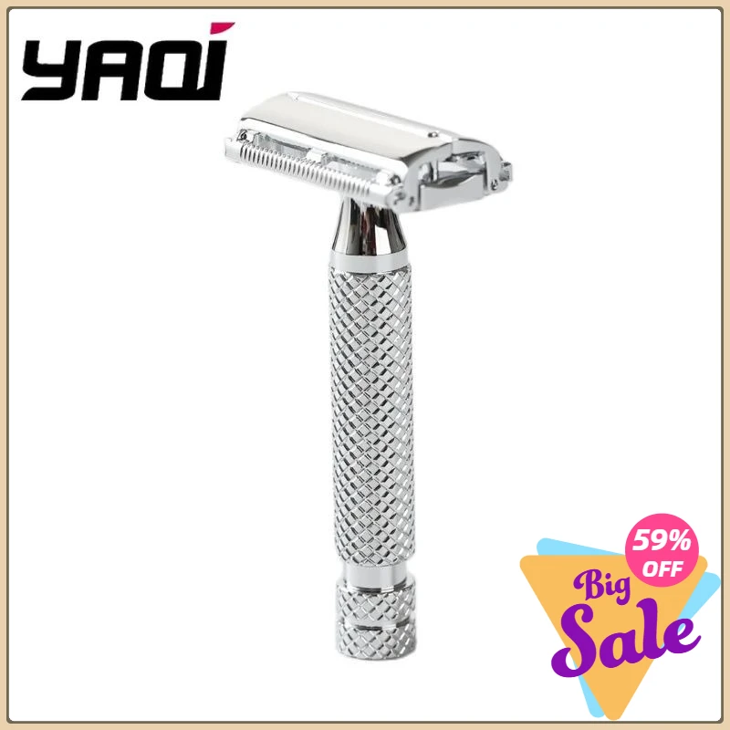 

YAQI New Mens Chrome Color Minimalism Safety Razor Monarch High Quality Mature Mens Portable Travel Cleaning Shaving Razor