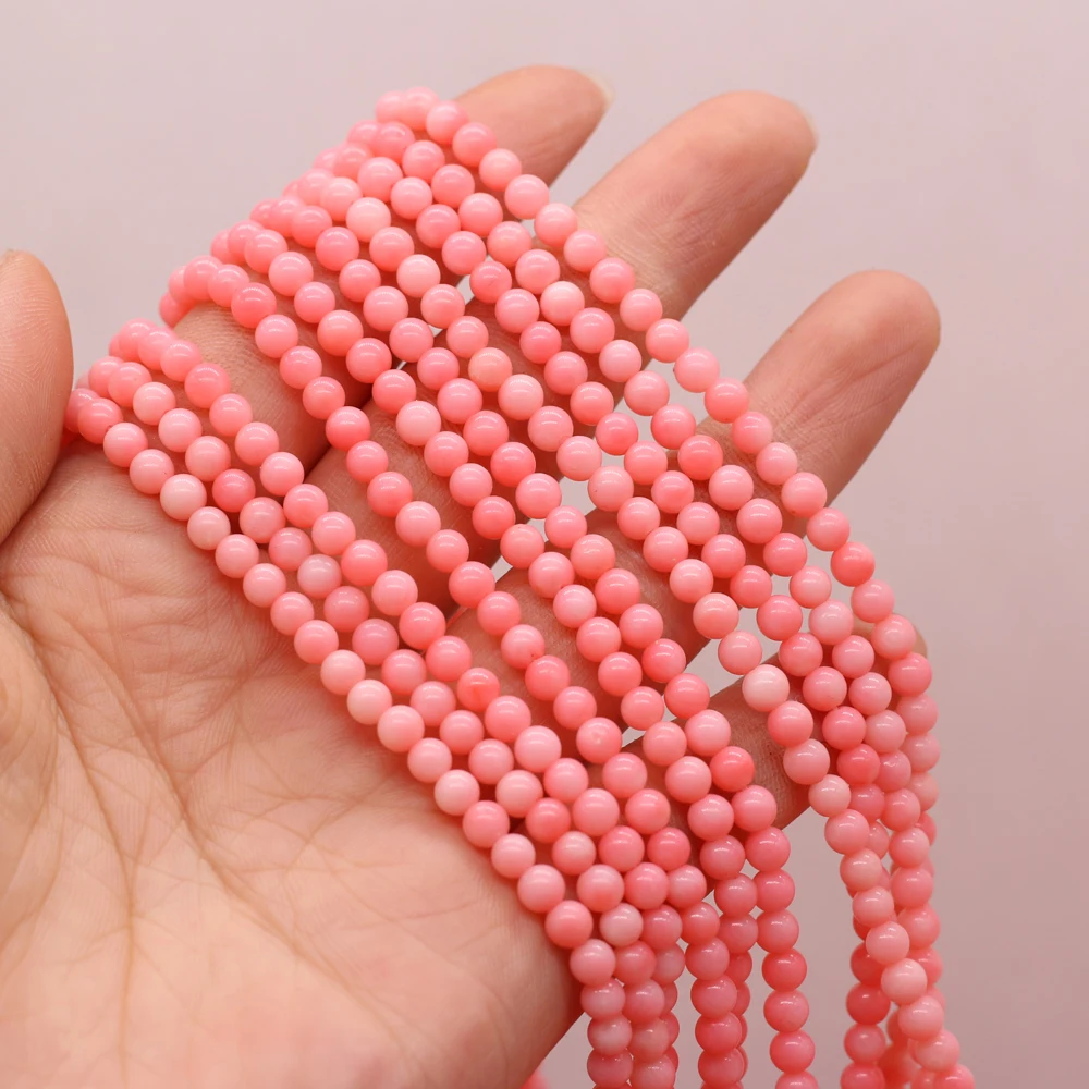 4mm Natural Coral Round Loose Beads White Pink Red Spacer Beads for Jewelry Making Supplies DIY Necklace Bracelet Accessories