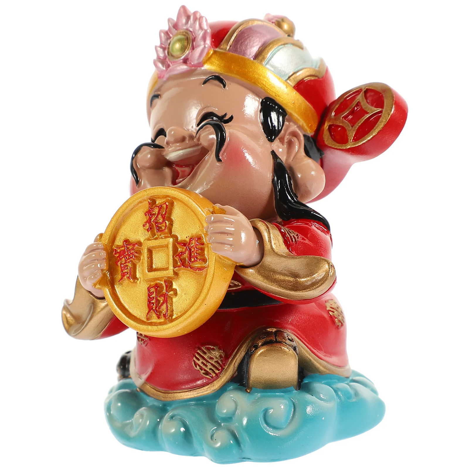 

Resin God of Wealth Ornament Classic Chinese Style Desktop Adornment Lucky Fortune Home Office Decoration Wealth Blessing Statue