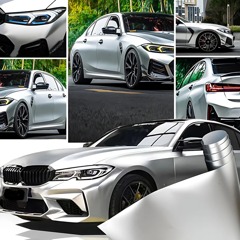 

PET 30/50CM Liquid Metal Alexandria satin Silver Car Body Film Vinyl Wrap Interior Sticker For Car Motorcycle Bike Styling Film