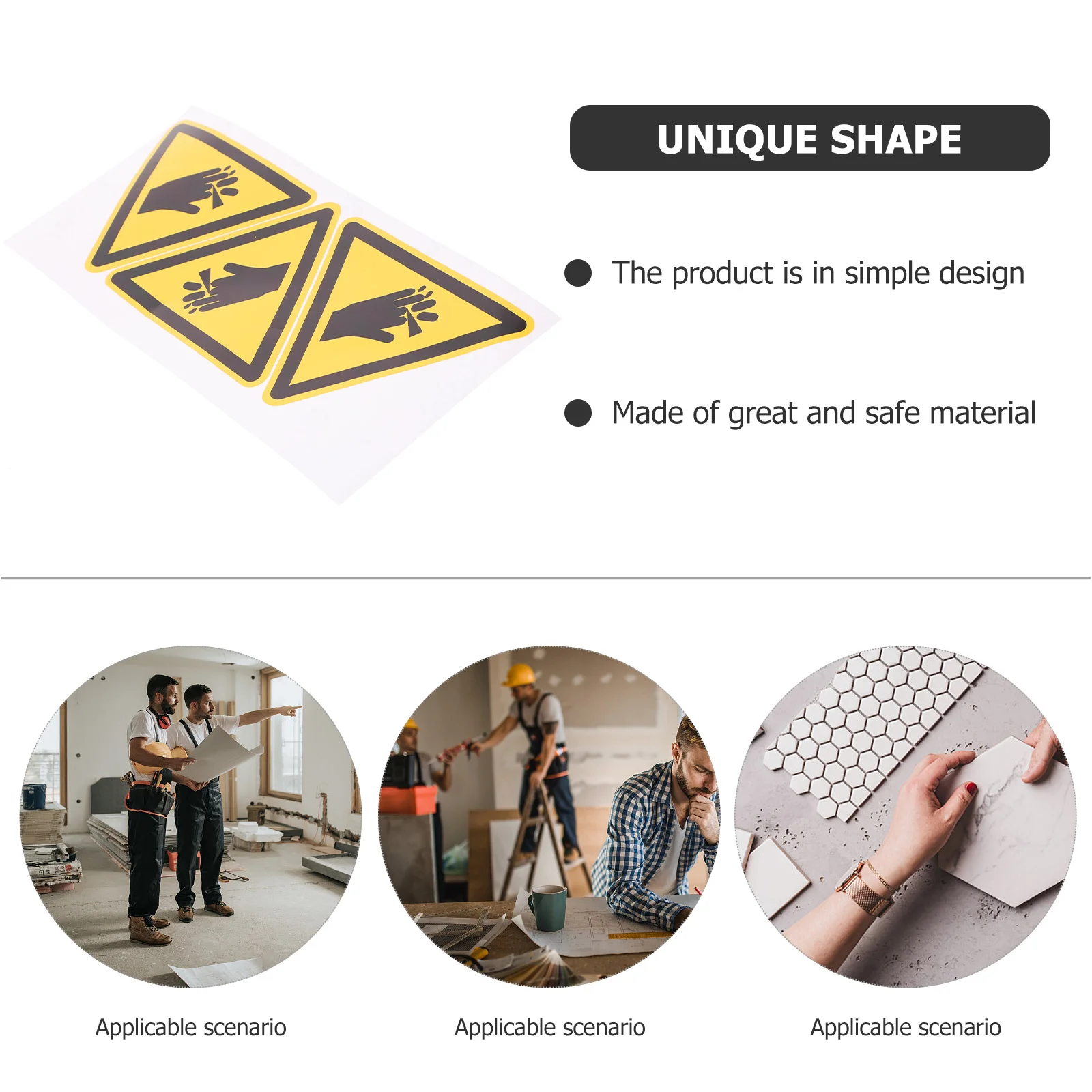 3 Pcs Warning Stickers Safety Machine Caution Hand Cutting Sign Labels Careful Security for Danger Decal