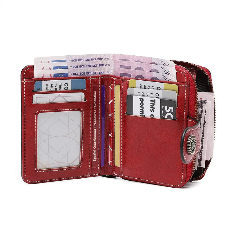 WERLLANDS PU Leather Cutout Embossed Vintage Snap Multi-Card Wallet