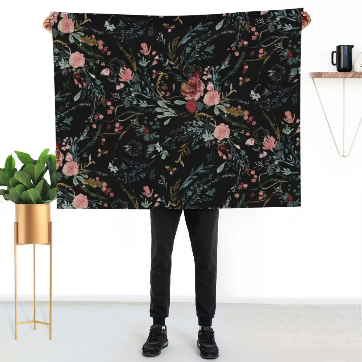 Midnight Floral Throw Blanket Personalized Gift Designers Sleeping Bag Decorative Sofas Fashion Sofas Picnic Blankets