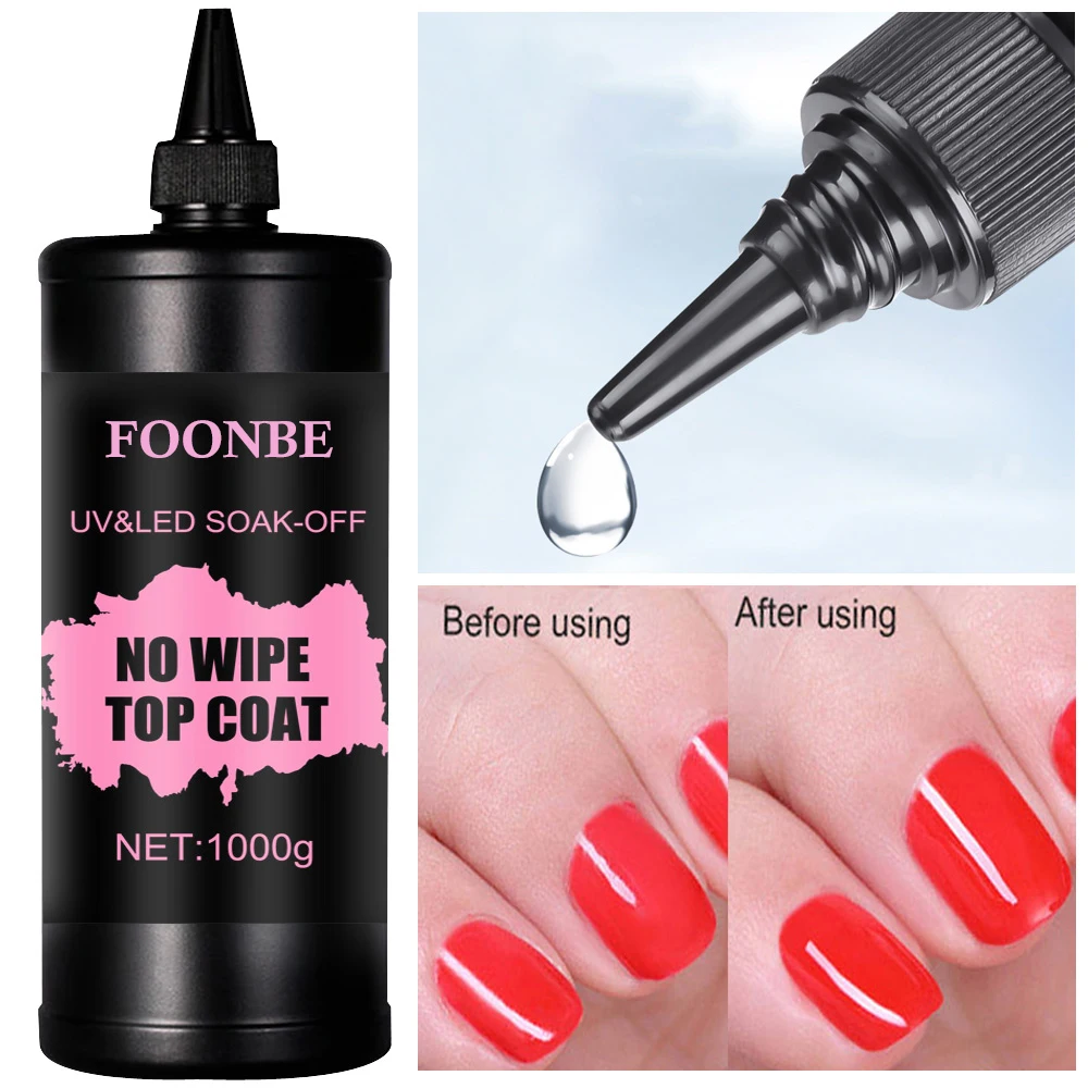 1KG No Wipe Top Coat Gel Matte Tempered Top Coat Without Sticky Layer Shinning Soak Off No Cleaning Refill Package Big Volume