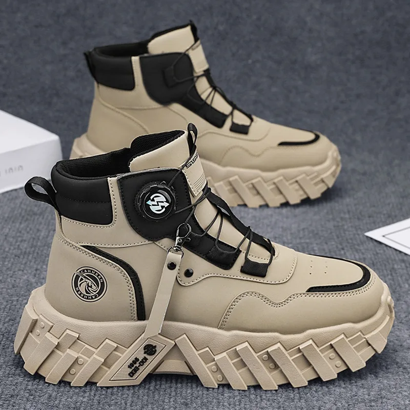 

High Top Boots for Men's Outdoor Leisure Work Yellow Shoes Fashionable Boots Rubber Outsole Anti Slip Comfortable Men's Shoes