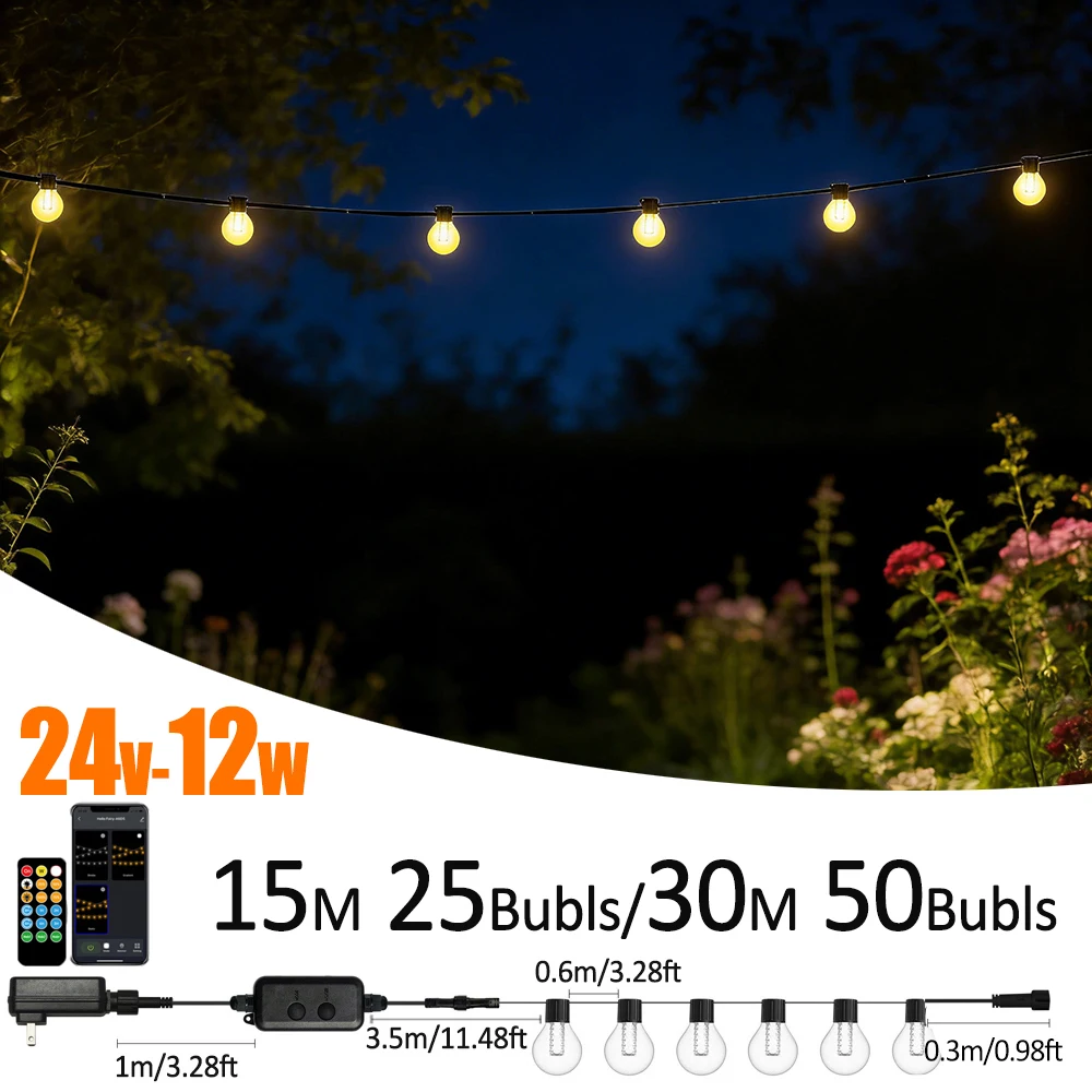 g40-スマート屋外ストリングライトソケットリモコン調光可能な-led-飛散防止電球裏庭パティオクリスマス装飾用