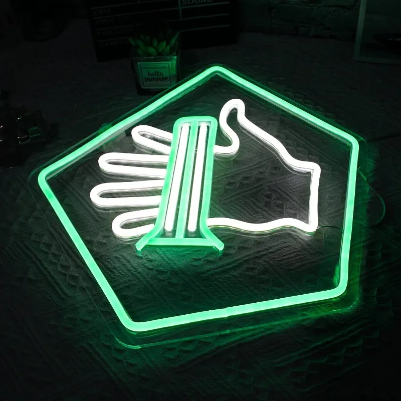 Game Palm Neon Led Game Neon Wall Decor Green White USB Neon Bedroom Kids Room Bar Studio Cave Birthday Party Decoration Gift