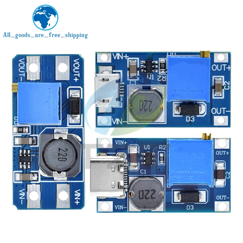 TZT MT3608 DC-DC Step Up Converter Booster Power Supply Module Boost Step-up Board MAX output 28V 2A for arduino