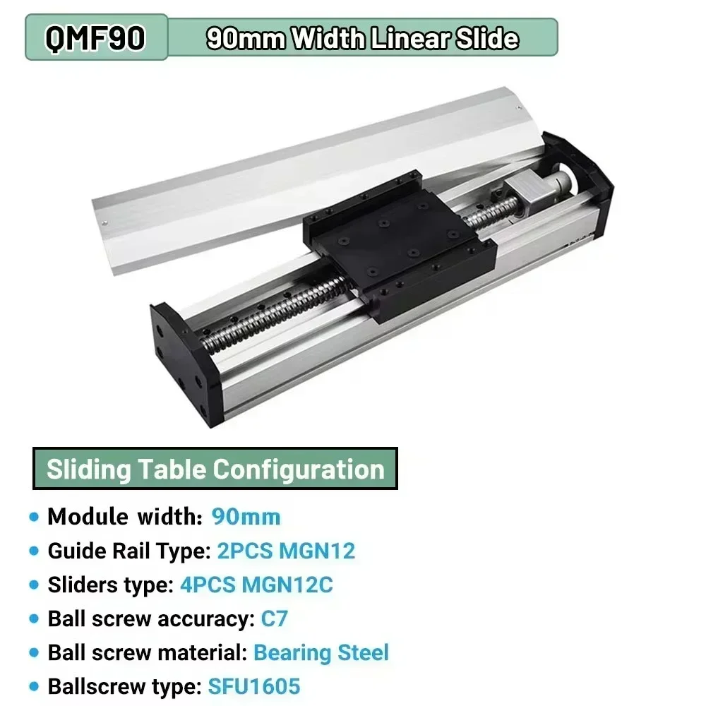 Fully Enclosed Linear Guide Motor Drive Kit 90mm Wide Ball Screw Sliding Table SFU1605 Clean Room Single Axis Robot 4PCS MGN12C