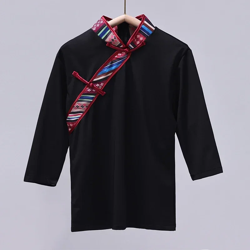 Chińskie tybetańskie topy do tańca Kobiety Tybetańskie topy sceniczne Koszule mniejszości narodowych Styl etniczny Mongolska tradycja taneczna