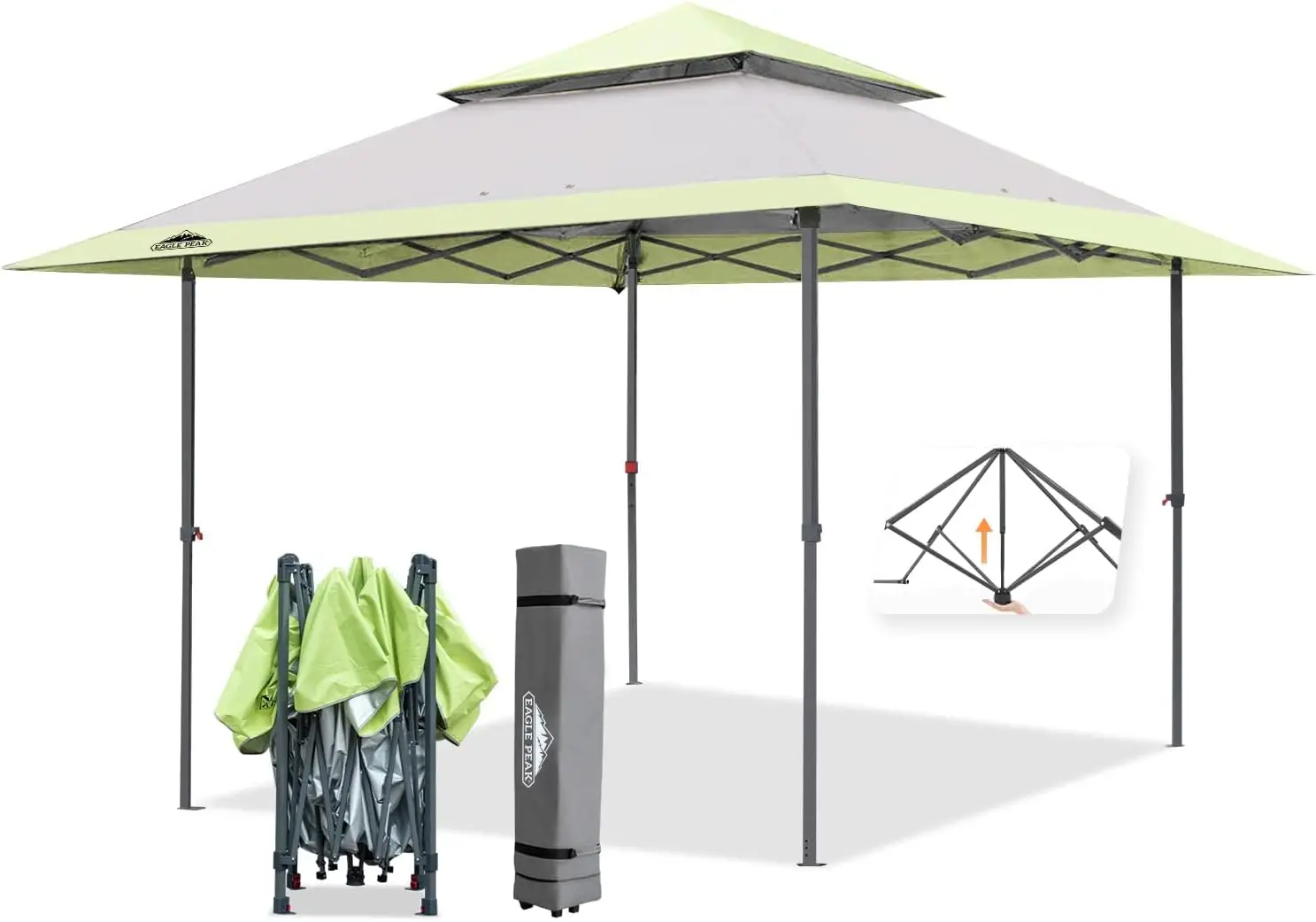 

EAGLE PEAK 13x13 Straight Leg Pop Up Canopy Tent Instant Outdoor Canopy Easy Single Person Set-up Folding Shelter w/Auto