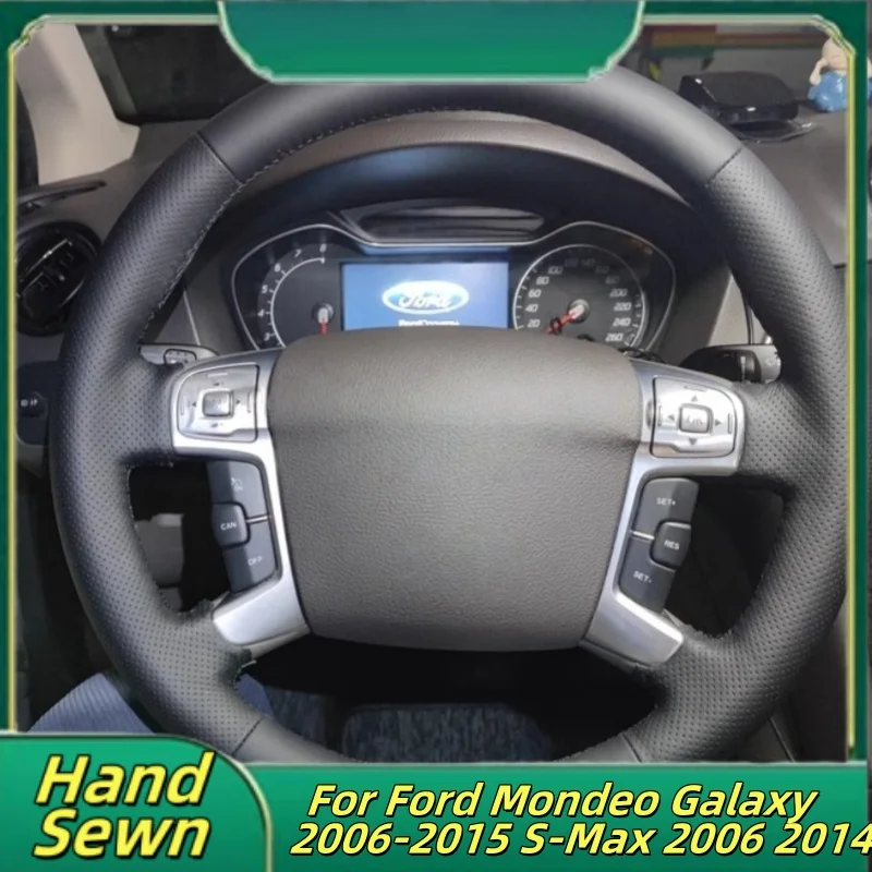 

Car Steering Wheel Cover Hand-Sewn Microfiber Leather For Ford Mondeo Galaxy 2006-2015 S-Max 2006-2014 Car Interior Accessories