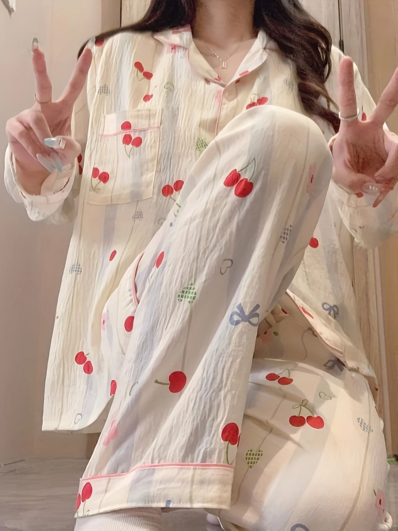 طقم بيجامة نسائي جديد عالي القيمة - ملابس مريحة بسيطة غير رسمية للربيع والخريف والشتاء #4