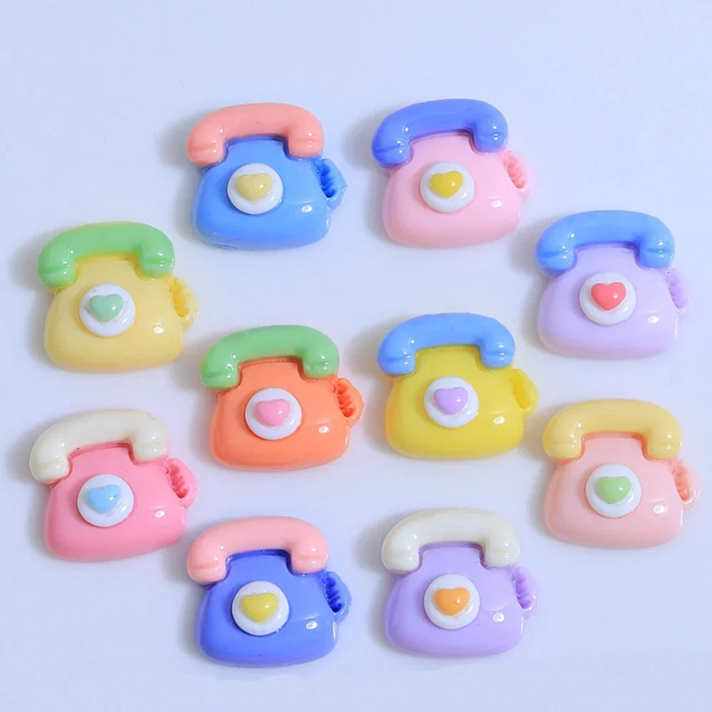 10PCS Mini Telephone Series Resin Flat Back Cabochons For Hairpin Scrapbooking DIY Jewelry Craft Decoration Accessories