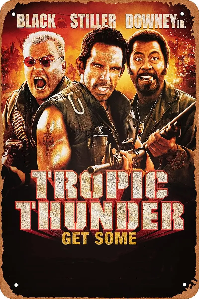 Tropic Thunder (2008) Film Movie Tin Sign,Cave,Bar,Club, Home Wall Art Vintage Metal Tin Sign 8x12 inches sign